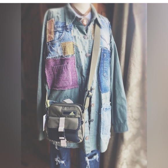 OOAK Custom Patchwork Utility Jacket The Sasha Artisan Reworked XXL - Picture 5 of 15